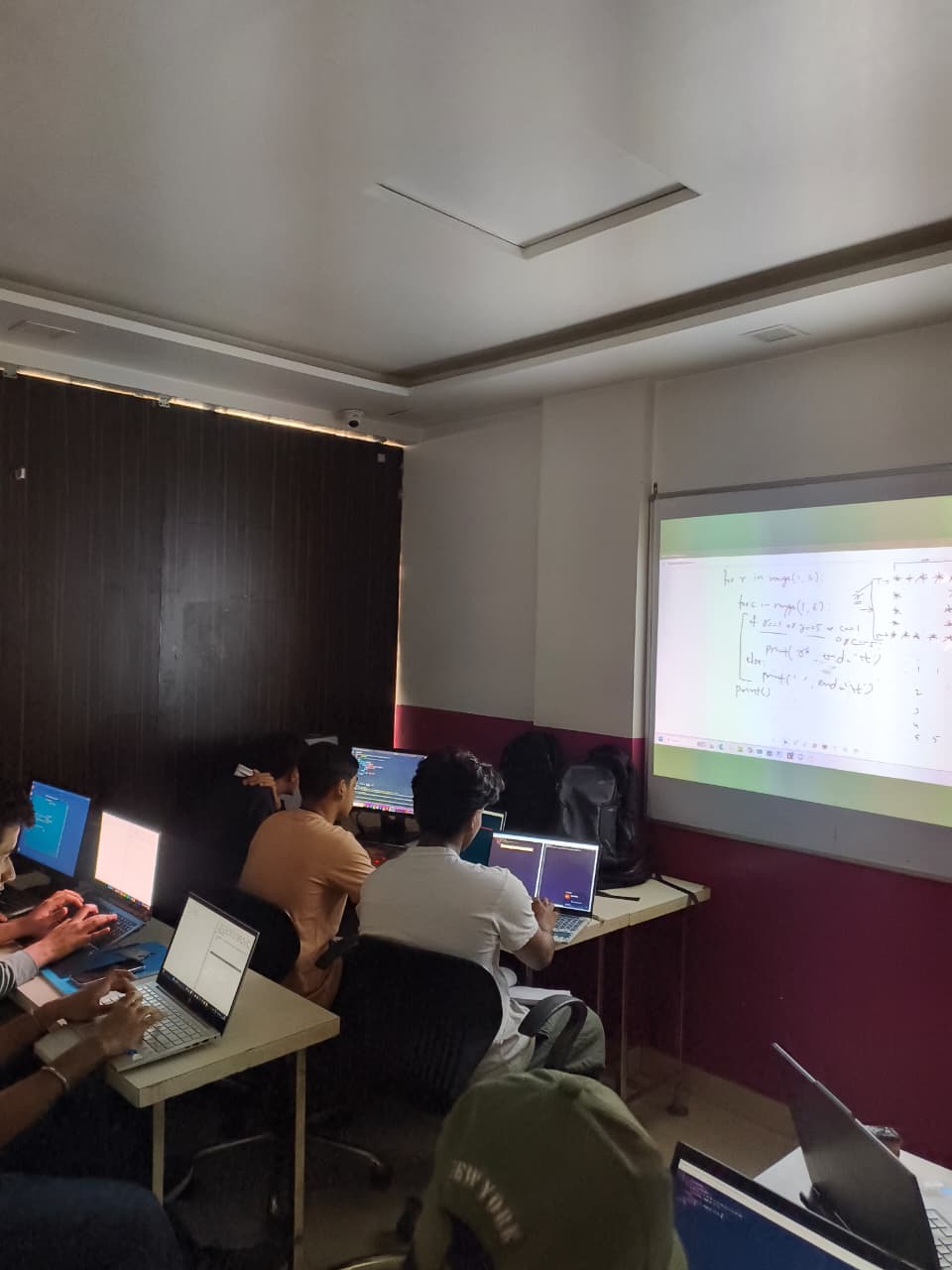Nested loops, worked through on the projector
